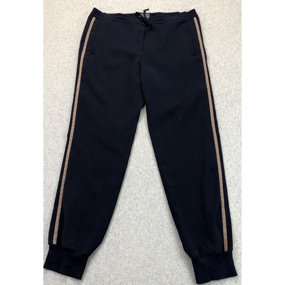 Vince Womens Track Jogger Pants Black Side Striped Tapered Leg Performance XL